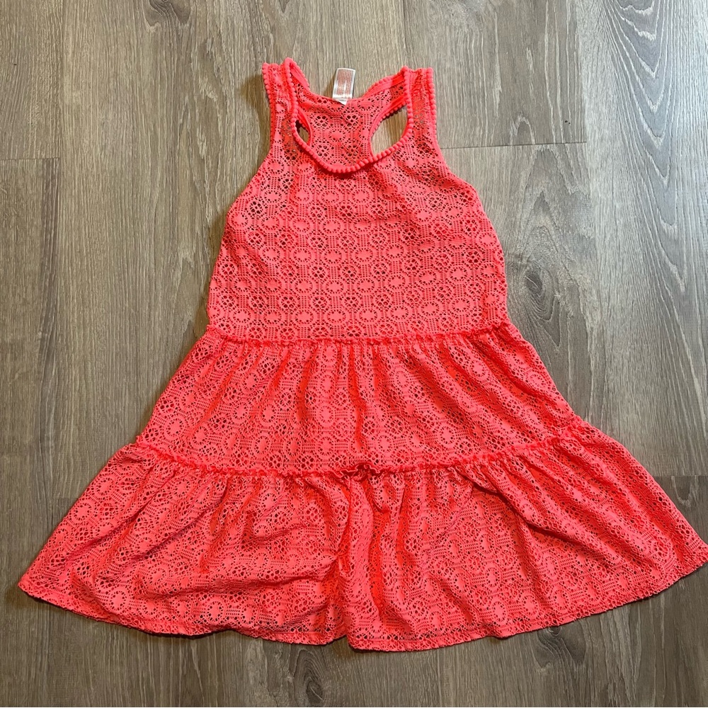 Cat &‎ Jack Pink Crochet Swim Coverup Girls L (10/12)